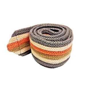 VTG Wide Green Tan Orange & Cream Striped Durable Fabric Belt No Buckle 48"